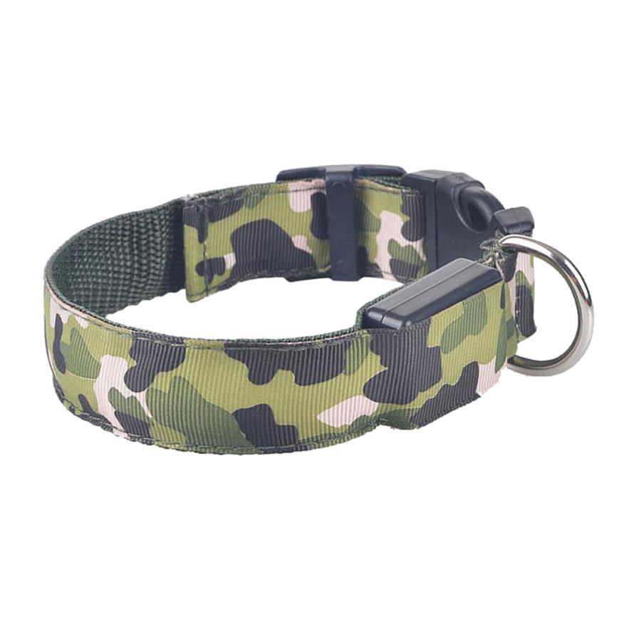 Camouflage LED Dog Collar - Light-Up Safety Collar, Battery or USB Charging