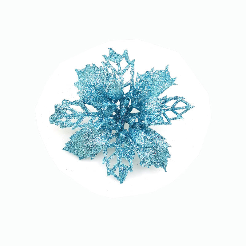 Christmas Glitter Artifical Flowers Tree Decorations for Home Fake