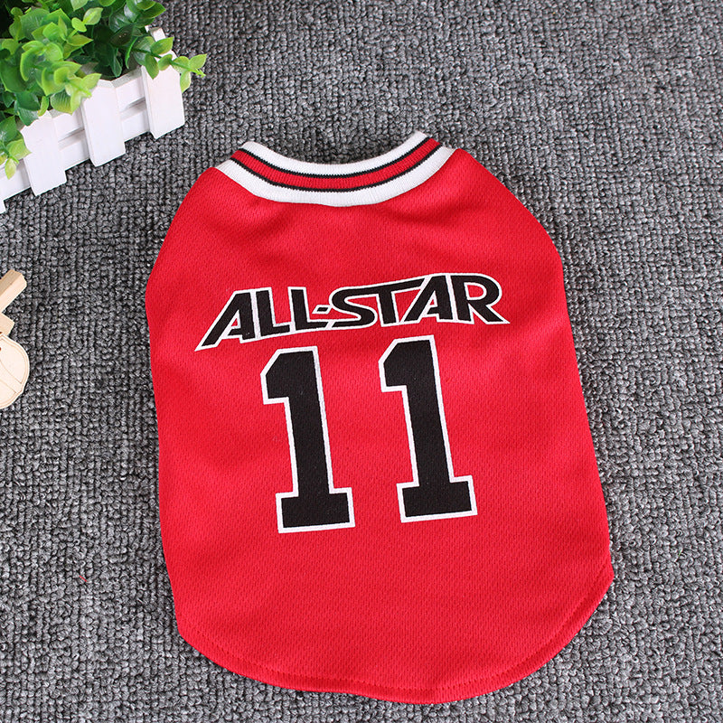 Football Print Dog Vest - Breathable Cotton Summer T-Shirt for Small Dogs