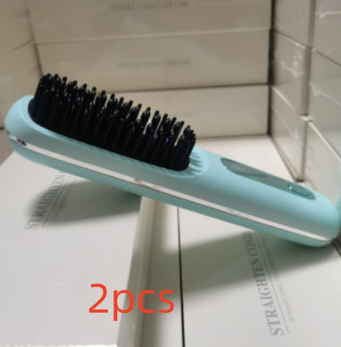 2-in-1 Straight Hair Comb Wireless Straightener Brush Fast Heating