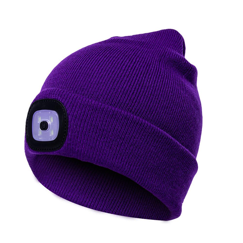 Knit Hat Button Cell Type Knitted with Light Glowing