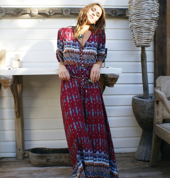 Women Beach Boho Maxi Dress – Women's Dress