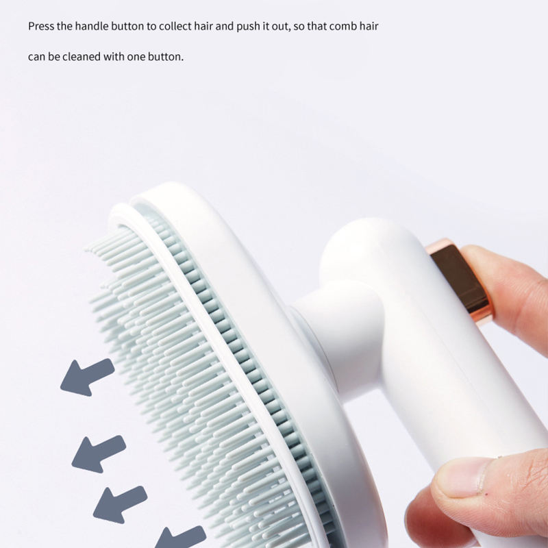 Arc Slicker Brush - Self-Cleaning Pet Comb to Remove Loose Undercoat