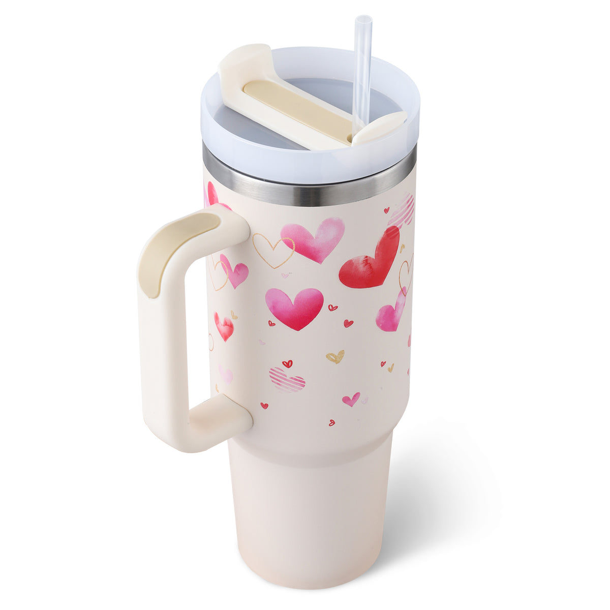 40oz Insulated Tumbler with Handle & Straw - Stainless Steel Leakproof Travel Mug