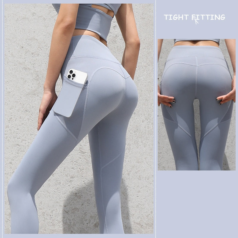 Gym Sport Seamless Leggings with Pockets Push Up High Waist Pants