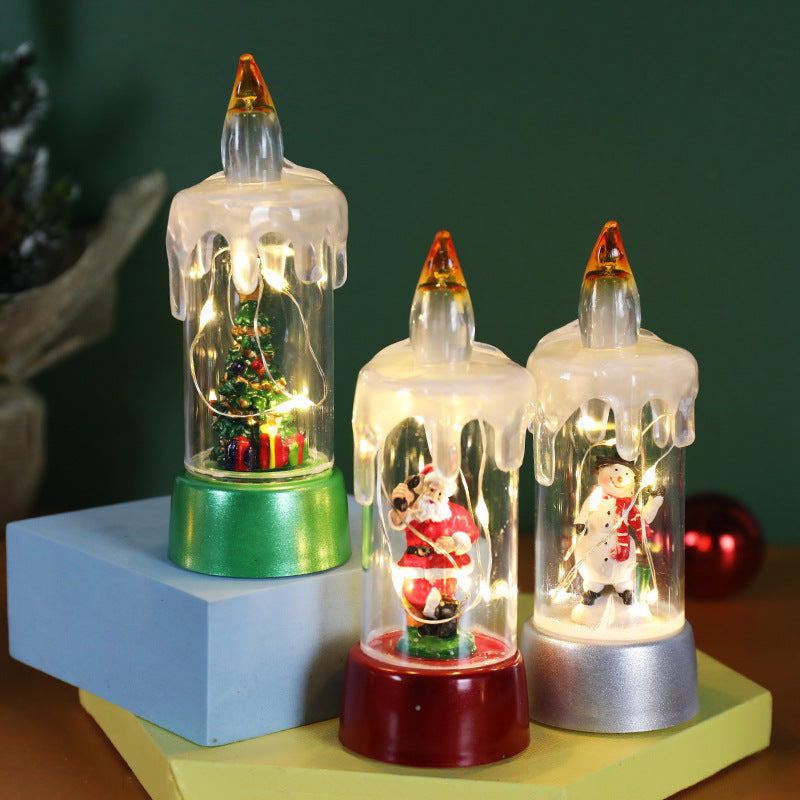 Christmas Decorations Candle Light Desktop Ornaments | Xmas Holiday Decor