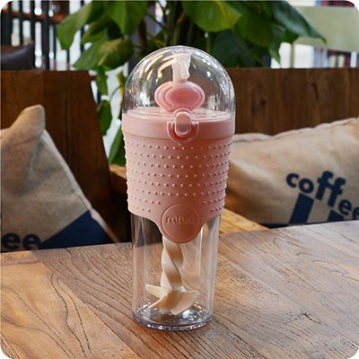 500ML Kids Plastic Water Bottles Protein Shaker Blender with Straw BPA