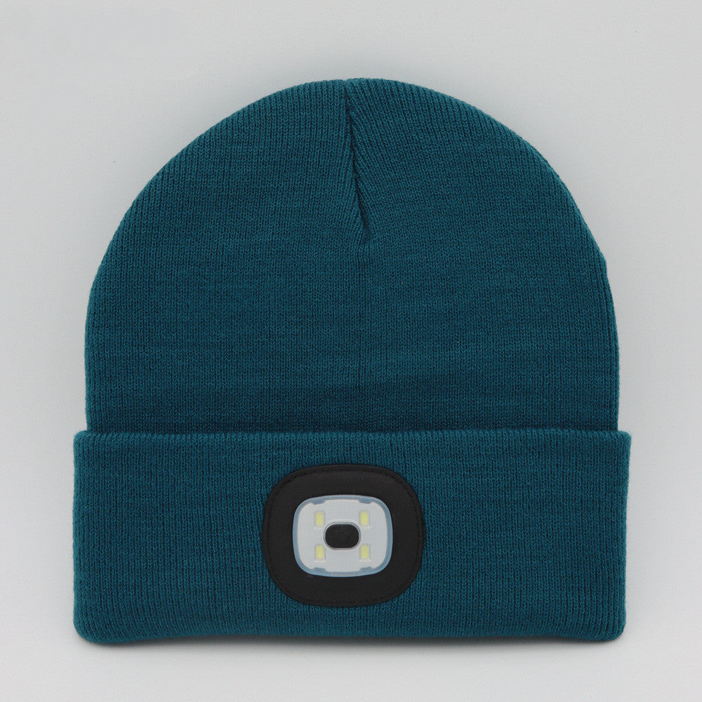 Knit Hat Button Cell Type Knitted with Light Glowing