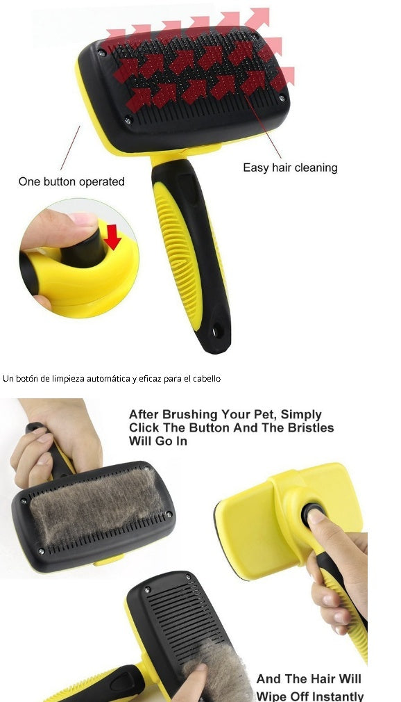 Self-Cleaning Slicker Brush - Retractable Pet Grooming Comb for Dogs & Cats