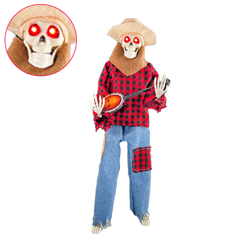 Halloween Luminous Skull Skeleton Decoration Guitarist with Light up