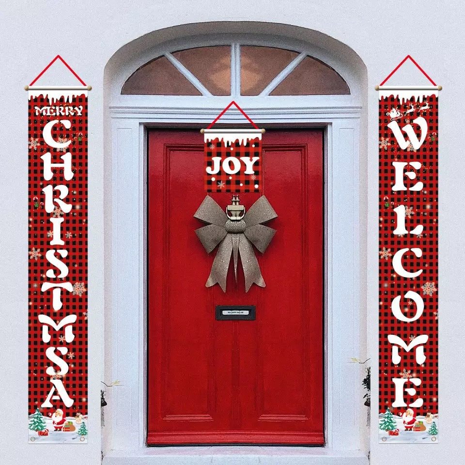 Christmas Decorations Couplets Curtains Banners Pull Flags Hanging