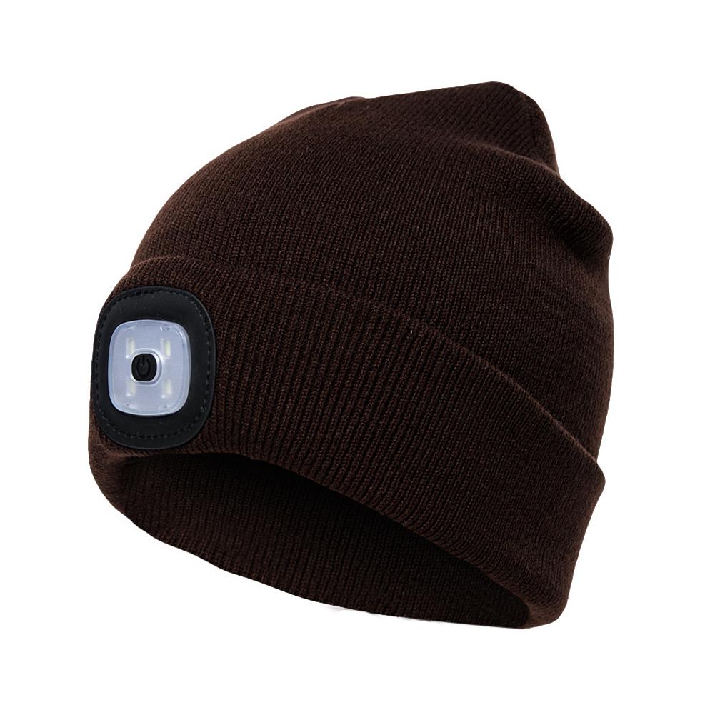 Knit Hat Button Cell Type Knitted with Light Glowing
