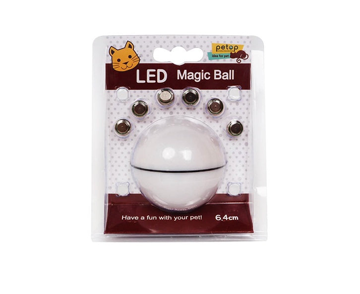 LED Rolling Cat Toy Ball - Light-Up Interactive Ball with Bell & Feathers