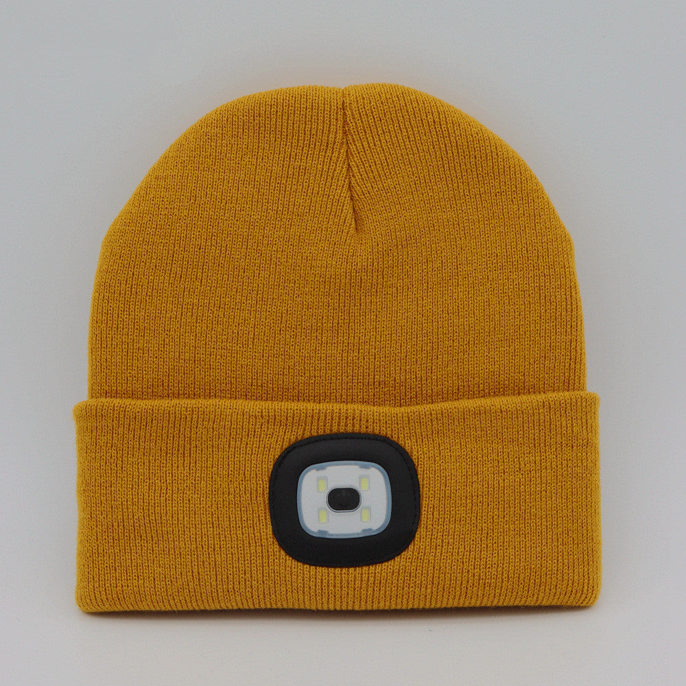 Knit Hat Button Cell Type Knitted with Light Glowing