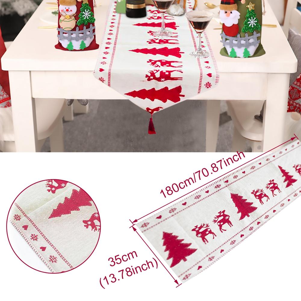 Christmas Cotton and Linen Embroidery Table Runner | Holiday Gift