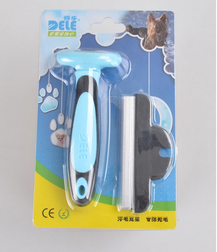 Pet Hair Removal Comb - Stainless Pin Brush for Long-Haired Dogs & Cats