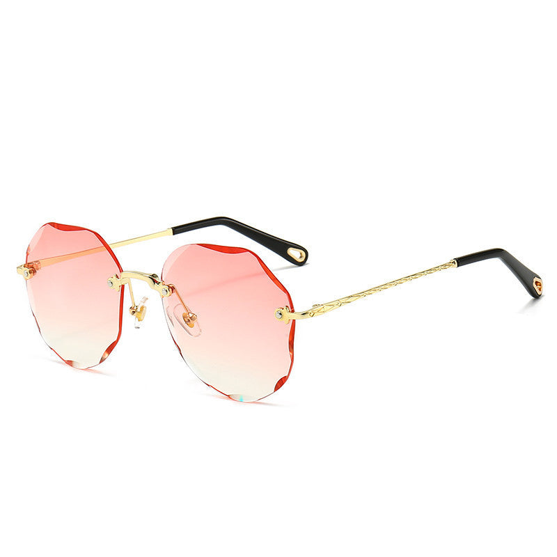 Polygonal Sunglasses Women Rimless Trimmed