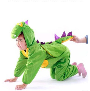 Kids’ Green Dinosaur Costume with Hood and Tail