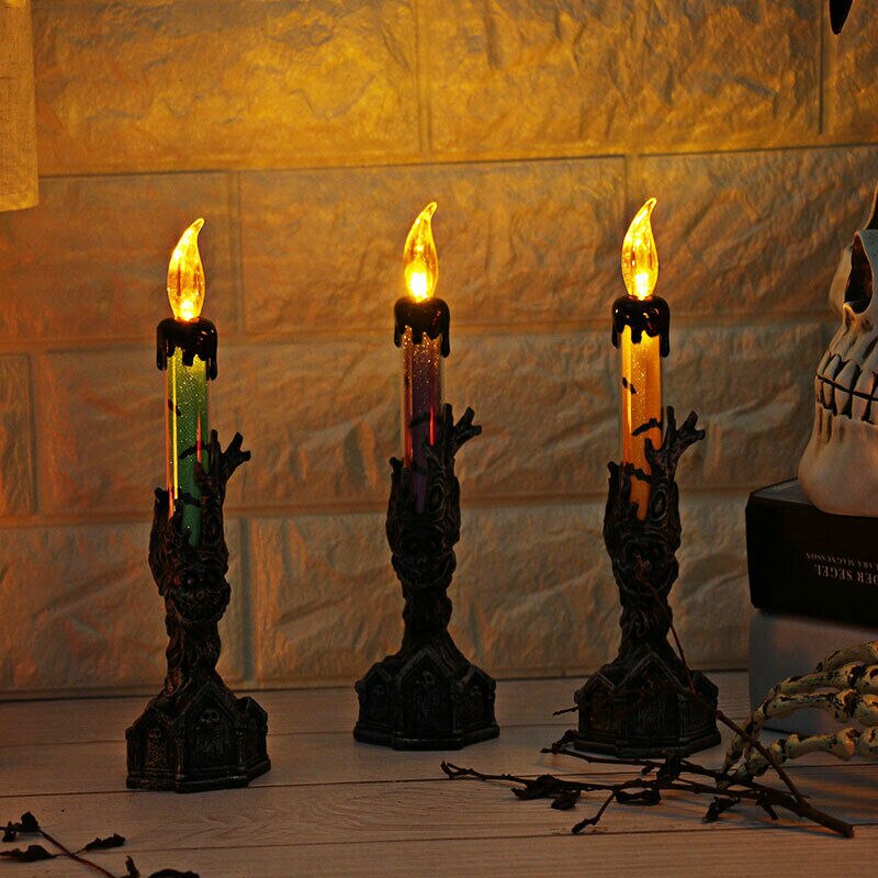 Halloween LED Candle Light - Flameless Skeleton Hand Candlestick Decor