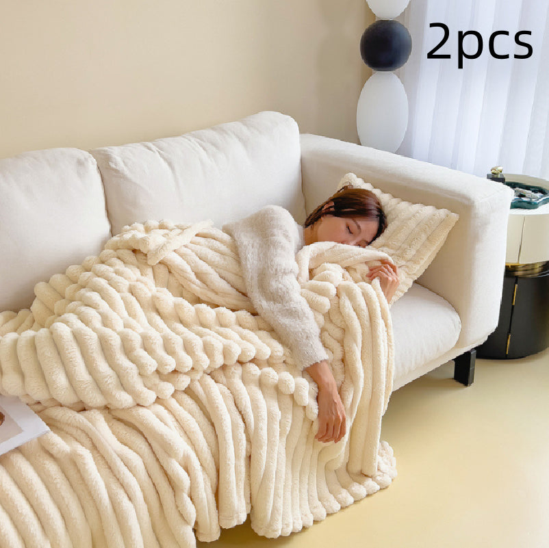 Soft Bubble Velvet Blanket - Warm Solid Color Throw