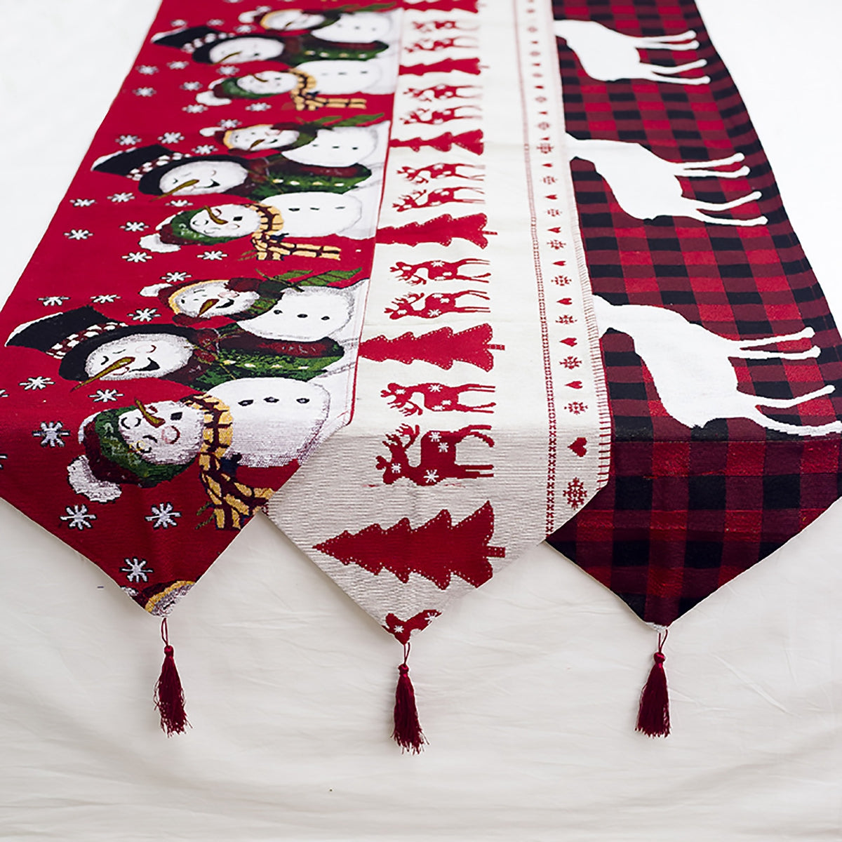 Christmas Elk Snowman Table Runner Merry Decorations | Holiday Gift