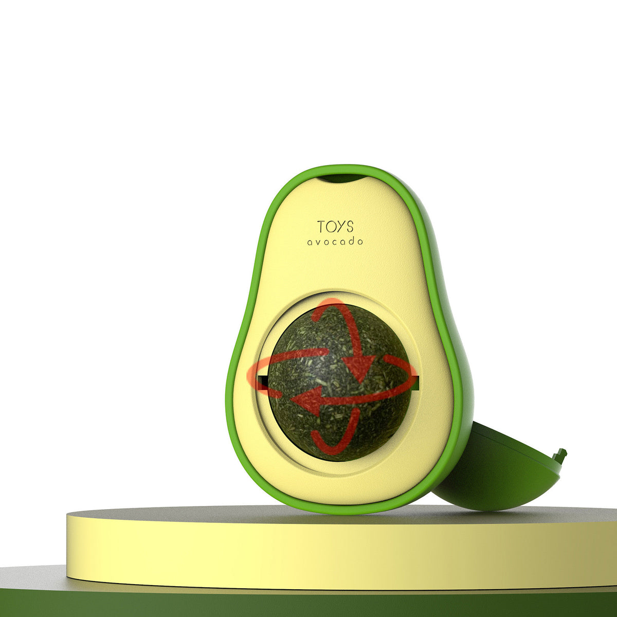 Avocado Catnip Ball Toy - 360° Rotating Wall-Mounted Mint Lick Toy for Cats