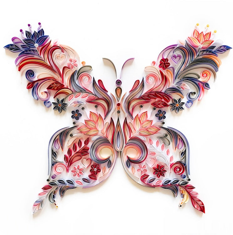 20-Inch Butterfly Quilling Illustration - Handmade Paper Art
