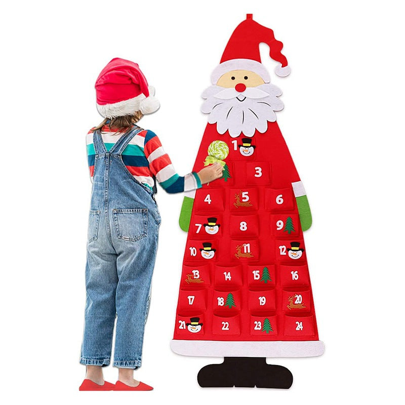 Christmas Advent Calendar Fabric Hanging Pendant Santa Claus Felt