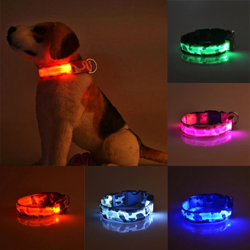 Camouflage LED Dog Collar - Light-Up Safety Collar, Battery or USB Charging