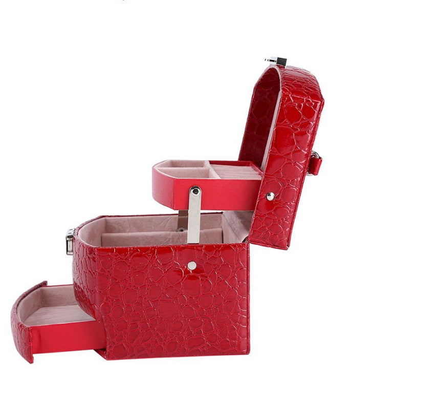 3-Layer PU Leather Jewelry Box - Makeup & Jewelry Organizer Case