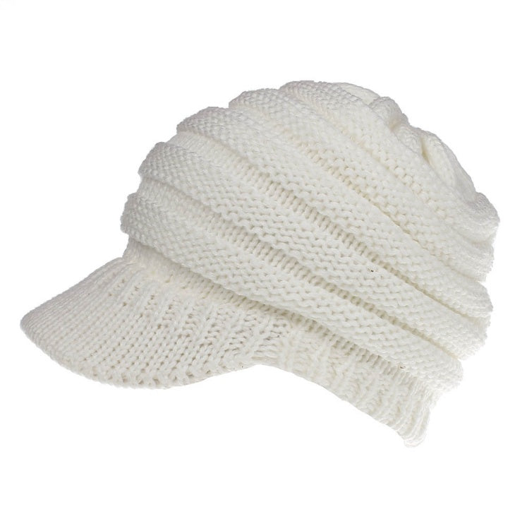 Women Ponytail Beanies Autumn Winter Hats Soft Knitting Caps