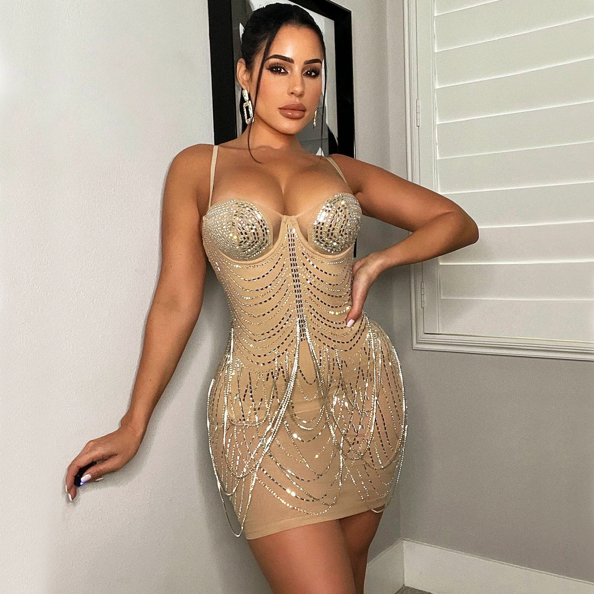 Women's Fashion Personality Tassel Suspender Dress for Party