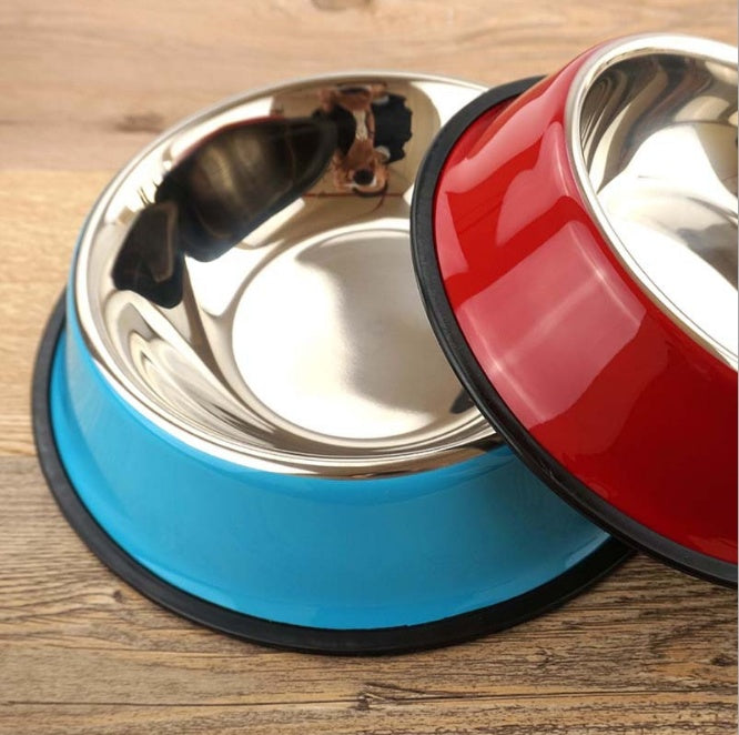 2-in-1 Stainless Steel Pet Bowl with Melamine Base - Food & Water Bowl, 6 Sizes