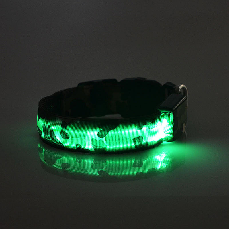 Camouflage LED Dog Collar - Light-Up Safety Collar, Battery or USB Charging