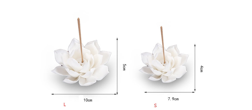 White Porcelain Lotus Incense Burner - Zen Incense Holder