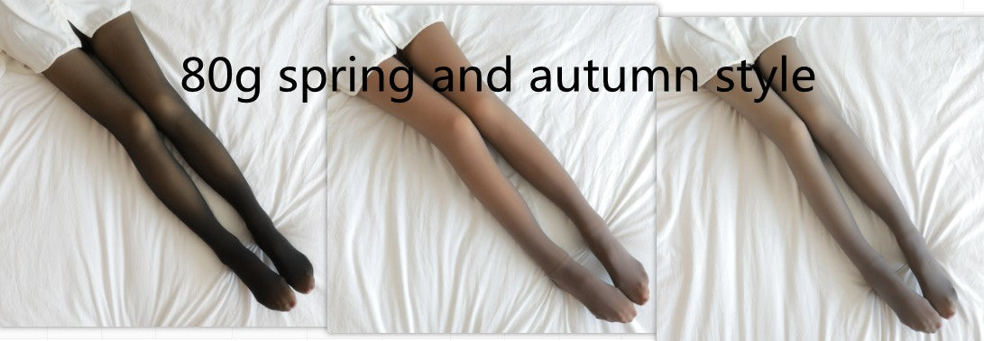 Fake Translucent Plus Size Leggings Fleece Lined Tights Fall