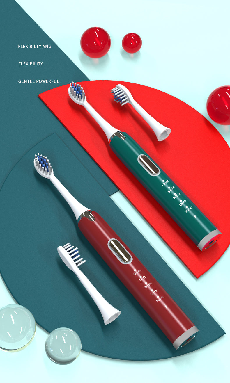 Ultrasonic Sonic Electric Toothbrush - USB Rechargeable with Brush Heads