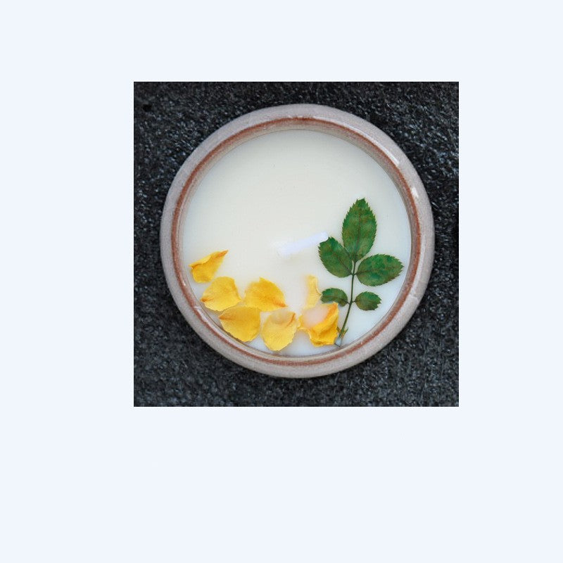 Ceramic Cup Scented Candle with Dried Flowers - Aromatherapy Gift