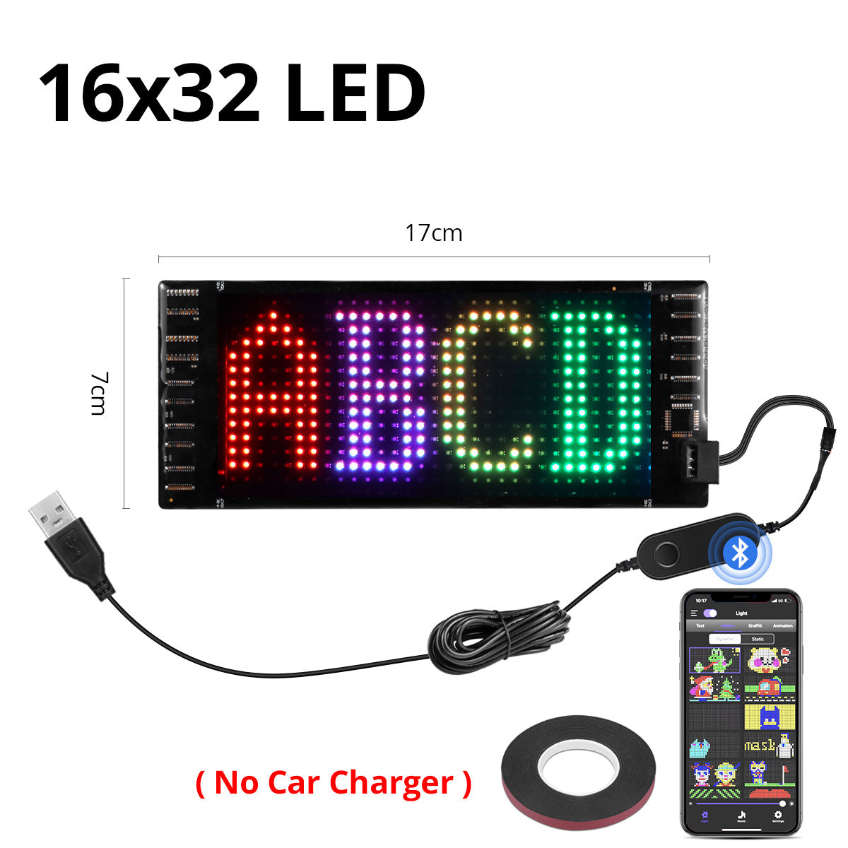 USB Programmable LED Pixel Matrix Flexible Screen - DIY Scrolling Text & Animation Panel