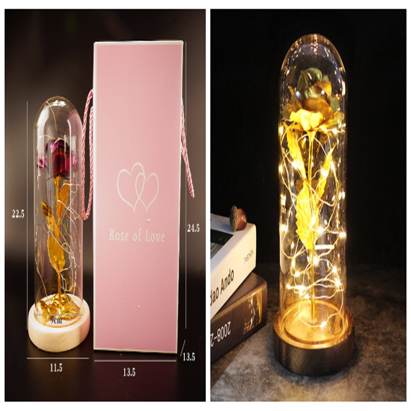 Little Prince Rose in Glass Dome - Eternal Flower LED Gift