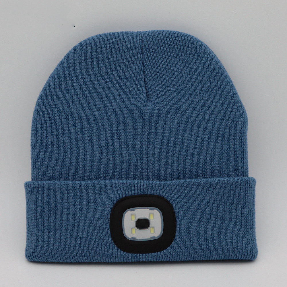 Knit Hat Button Cell Type Knitted with Light Glowing