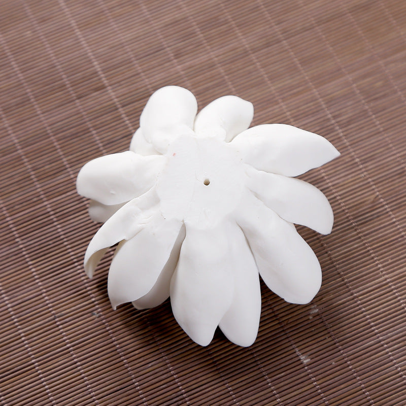 White Porcelain Lotus Incense Burner - Zen Incense Holder