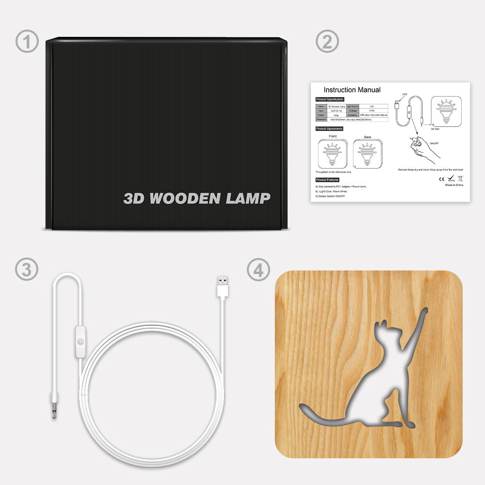 Christmas Cat Shape Night Light | Holiday Gift