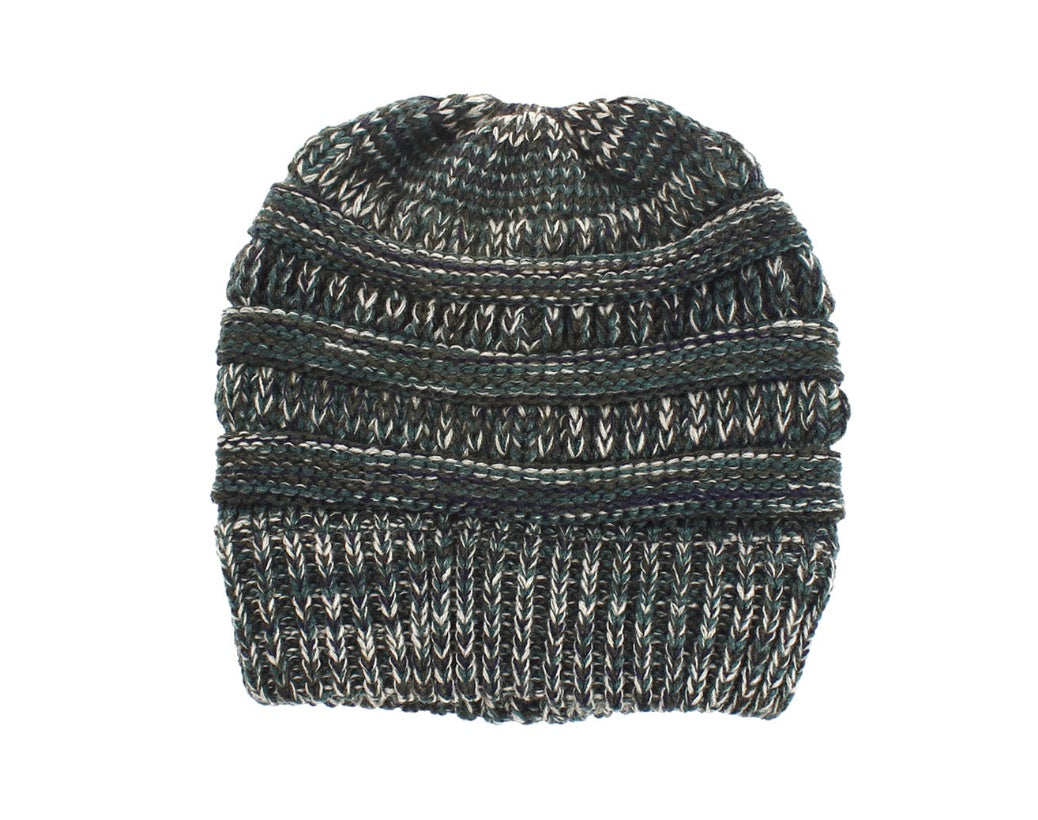 Mixed Color Knitted Wool Hat Ladies Non-Labeled Ponytail