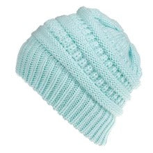 Mixed Color Knitted Wool Hat Ladies Non-Labeled Ponytail