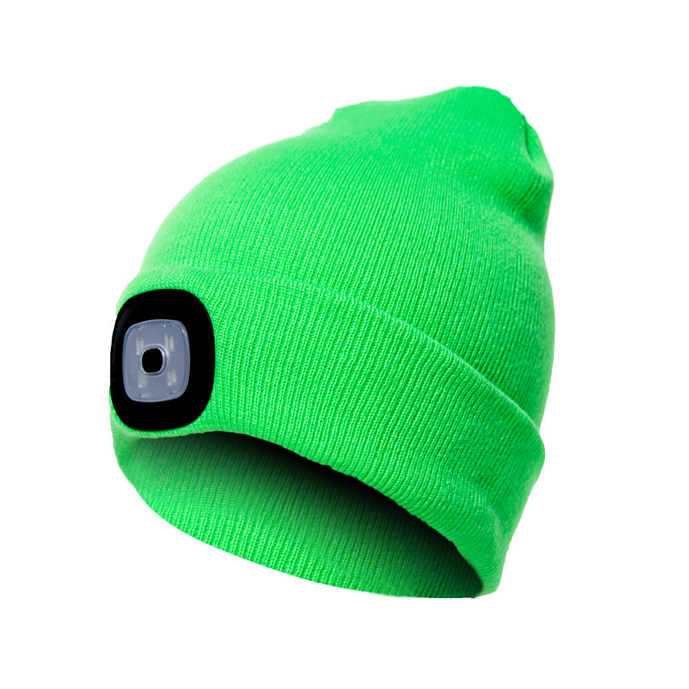 Knit Hat Button Cell Type Knitted with Light Glowing