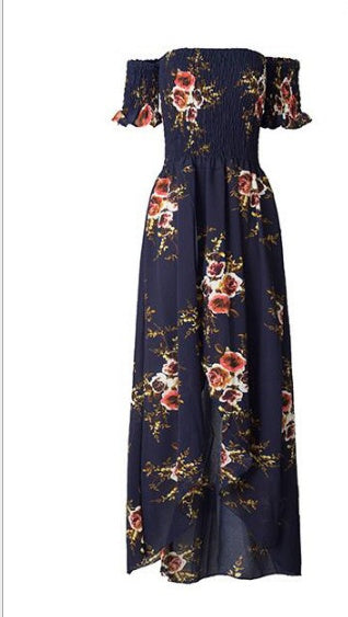 Boho Style Long Dress Women Off Shoulder Beach Summer Dresses