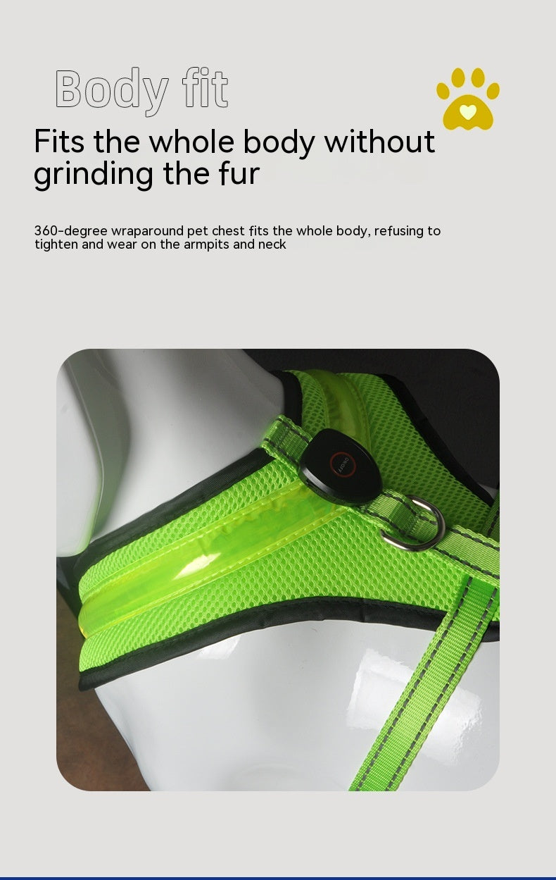 LED Dog Harness Vest - USB Rechargeable Light-Up Reflective Harness