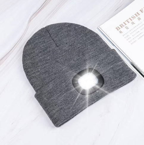 Knit Hat Button Cell Type Knitted with Light Glowing