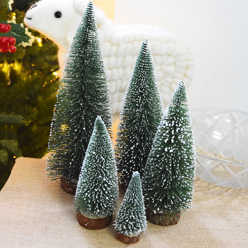 Christmas Mini Tree with Pine Needles Flocking White Cedar Tabletop